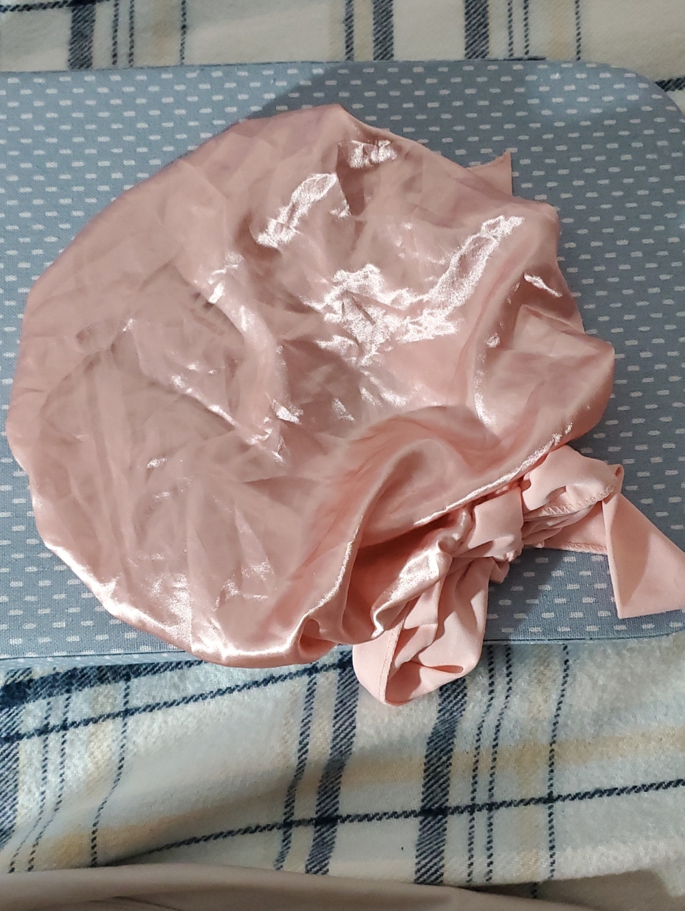 New Silky Pink Satin Bonnet